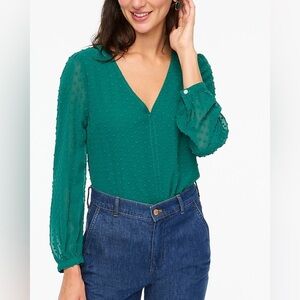 Clip-dot V-neck top Emerald Green size XL